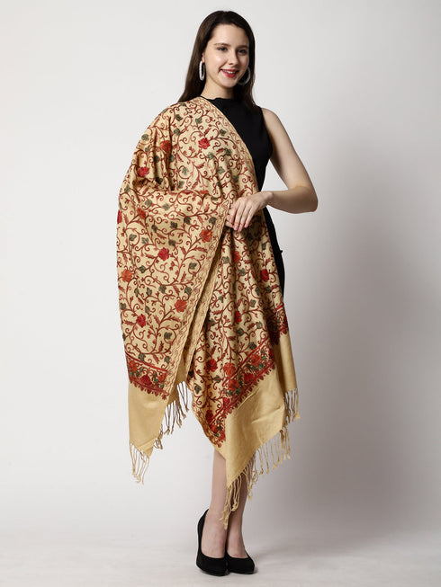 Women's Aari Embroidery Wool Stole